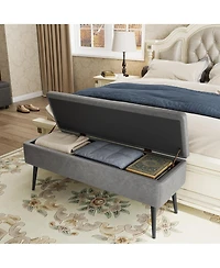 gaomon 47.7'' Mid-century Modern Upholstered Storage Bench with Solid Wood Legs