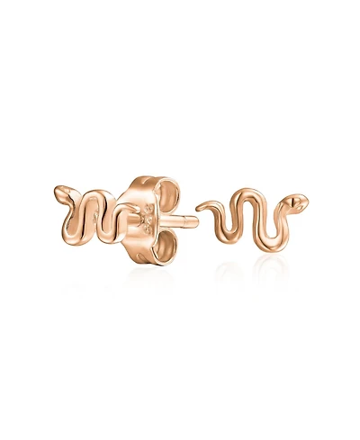 Bling Jewelry Garden Crawler Reptile Serpent Snake Stud Earrings Rose Gold Sterling Silver