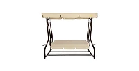 Slickblue Outdoor 3-Seat Canopy Swing with Cushions for Patio Deck or Porch