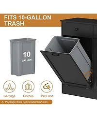 gaomon Double Tilt Out Trash Cabinet 20 Gallon,Hidden Wooden Can with Deodorizing Function,Farmhouse Laundry Hamper Cabinet, Pet Proof T