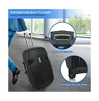Pyle 1600 Watt, 15" Bluetooth Pa Speaker-Indoor/Outdoor Portable Sound System with (2) Uhf Wireless Microphones Rechargeable Battery, Audio Recor