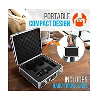 Pyle Usb Podcast Microphone Kit with Shock Mount, Pop Filter, Stand & White Aluminum Case