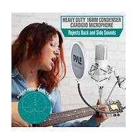 Pyle Usb Podcast Microphone Kit, Cardioid Condenser, with Shock Mount, Boom Arm, and Pop Filter