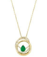Effy Emerald (1/2 ct. t.w.) & Diamond (1/5 ct. t.w.) Interlocking Circles 18" Pendant Necklace in 14k Gold