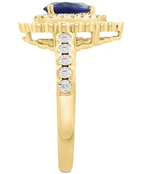 Effy Collection Diamond (1/4 ct. t.w.) & Sapphire (5/8 ct. t.w.) Pear Shaped Ring in 14k Two Tone Gold
