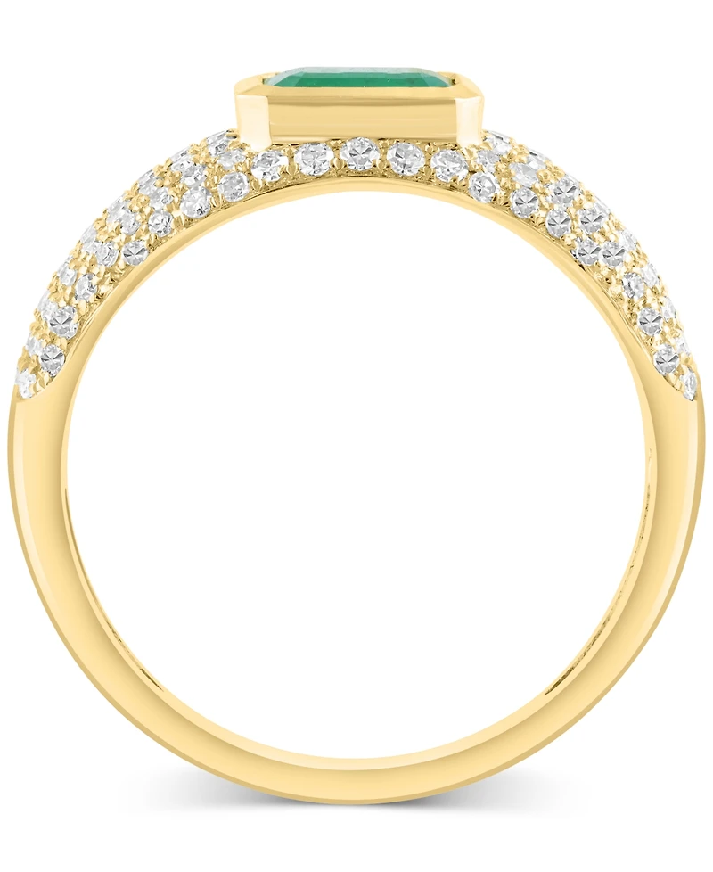 Effy Collection Diamond (3/8 ct. t.w.) & Emerald (1/2 ct.t.w.) Ring in 14k Gold