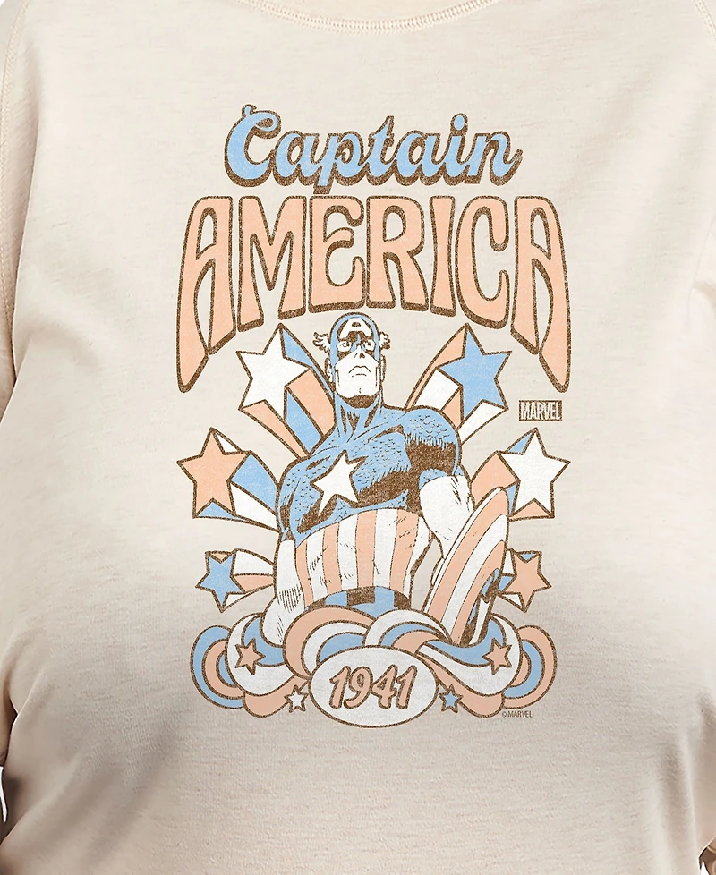 Hybrid Apparel Plus Marvel Captain America Graphic Pullover T-Shirt