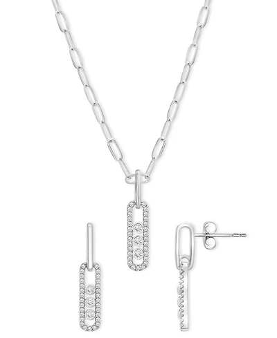 2-Pc. Set Diamond Oval Pendant Necklace & Matching Drop Earrings (1/2 ct. t.w.) in Sterling Silver, Exclusively at Macy's