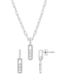 2-Pc. Set Diamond Oval Pendant Necklace & Matching Drop Earrings (1/2 ct. t.w.) in Sterling Silver, Exclusively at Macy's