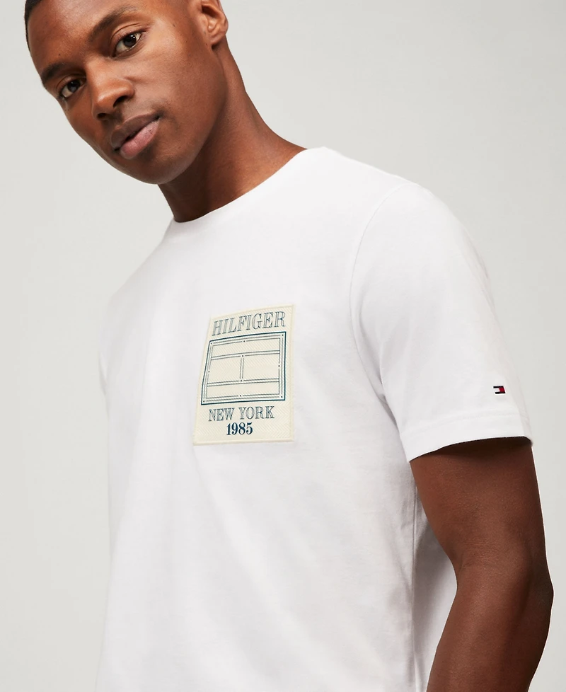 Tommy Hilfiger Men's Relaxed Fit Short Sleeve Outline Flag Logo T-Shirt