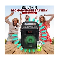 Pyle Portable Pa Speaker System with Led Lights, Wireless Microphone, Bluetooth, Fm Radio & Rechargeable Battery
