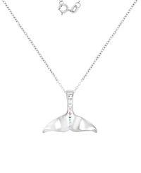 Whale Tail Pendant Necklace Sterling Silver, 18"