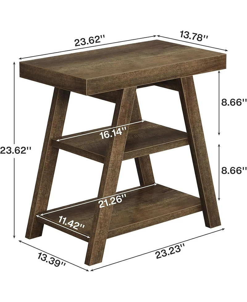 Tribesigns End Table for Living Room, 3-Tier Narrow Sofa Side Table with Storage Shelf, Farmhouse Small Wood End Table for Small Spaces, Industrial He