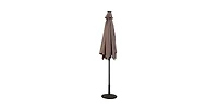 Slickblue Tan 9-Ft Patio Umbrella with Steel Pole Crank Tilt and Solar Led Lights