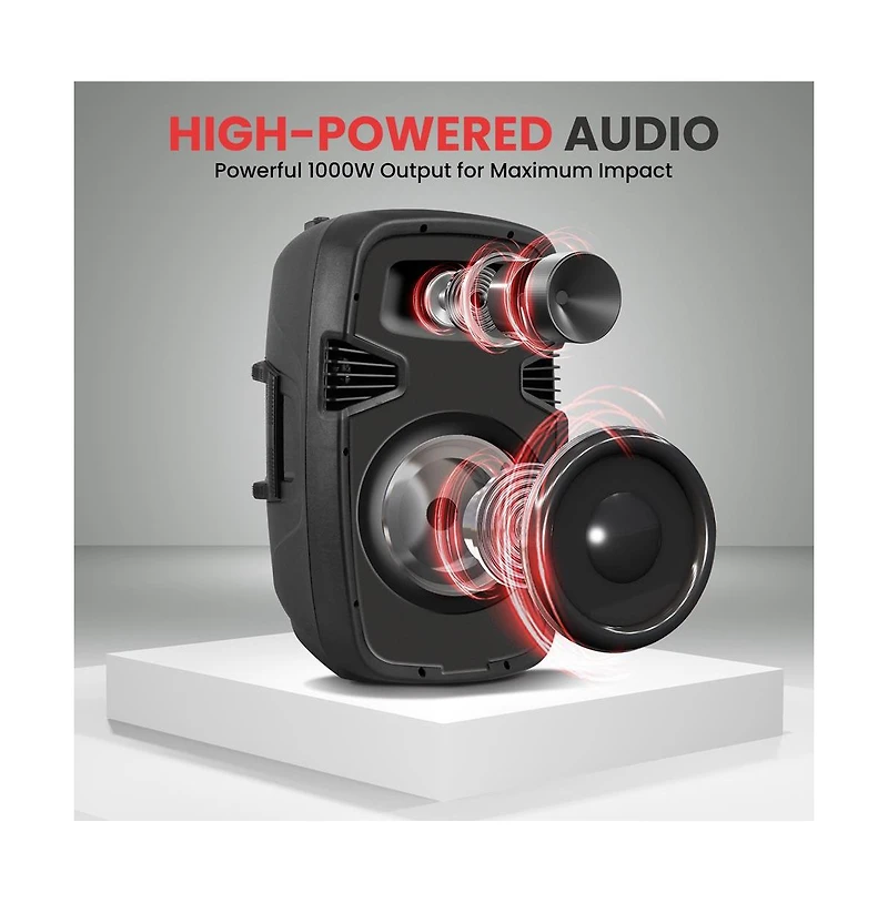 Pyle 10" Active + Passive Pa Speaker System Kit with Bluetooth, Usb/Sd/MP3 Playback, Includes (2) Speaker Stands, Wired Microphone & Remote Control
