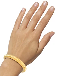 Signature Gold Ribbed Bangle Bracelet in 14k Gold Over Resin