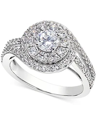 Diamond Swirl Halo Engagement Ring (1-3/8 ct. t.w.) in 14k White Gold
