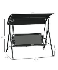 Outsunny 3-Seat Outdoor Patio Swing w/ Canopy & Cushion,