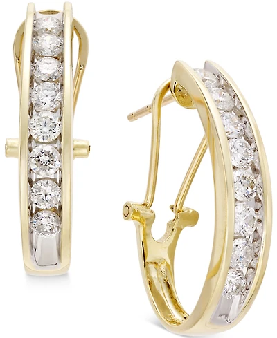 Diamond J Hoop Earrings (1 ct. t.w.) 10k White or Yellow Gold