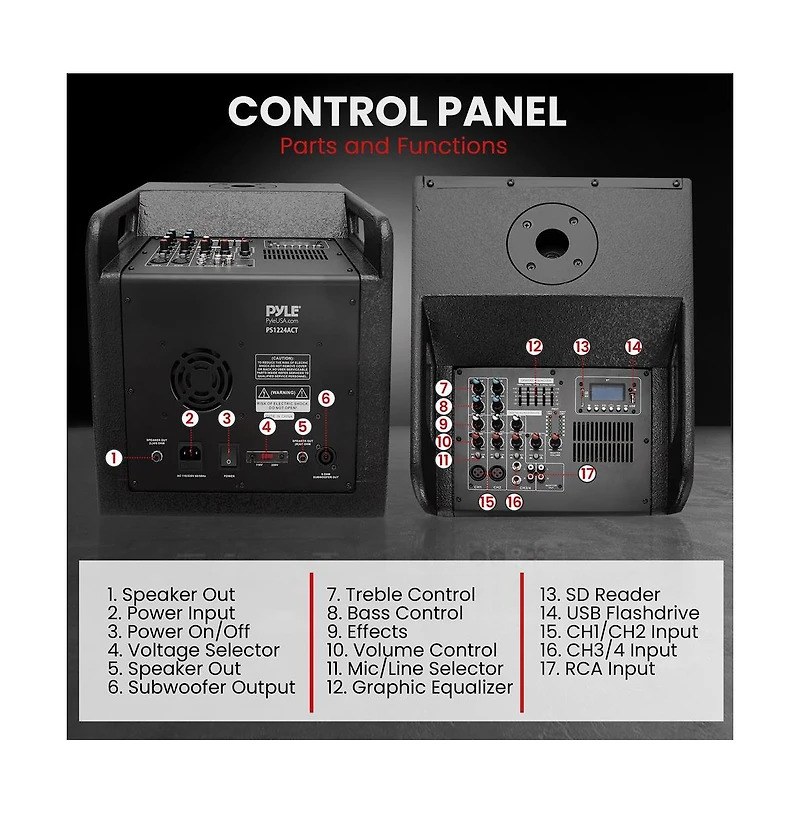 Pyle Wireless Bluetooth Streaming Active Pa Loudspeaker System with 2x12" Subwoofers & 4 Tweeters