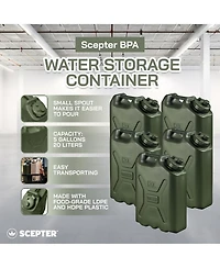 Scepter 5 Gallon 20 Liter Portable Water Storage Container (5 Pack
