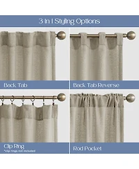 Boucle Light Filtering Back Tab Single Curtain Panel, 52"X96"
