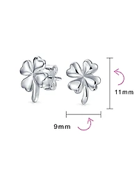 Bling Jewelry Luck of the Irish Shamrock Clover Stud Earrings .925 Sterling Silver