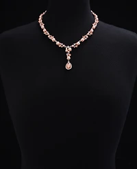 Charter Club Silver-Tone Pink Crystal & Imitation Pearl Lariat Necklace, 17" + 2" extender, Exclusively at Macy's