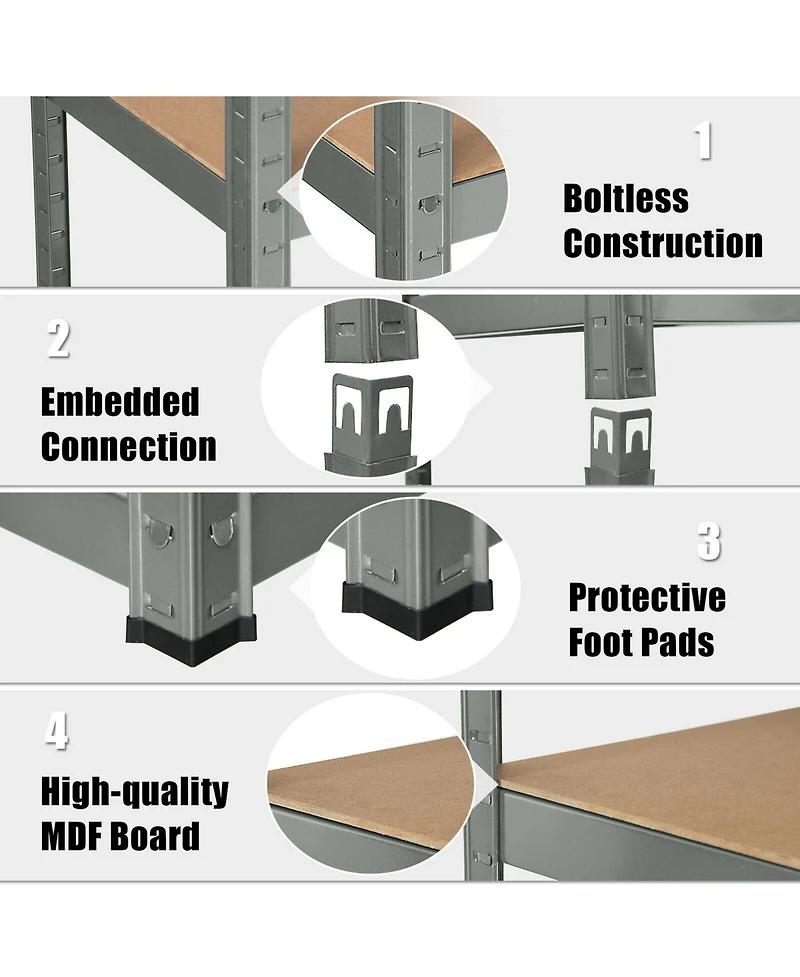 Gymax 2PCS 72'' Metal 5-Tier Garage Storage Rack Shelf Adjustable Freestanding