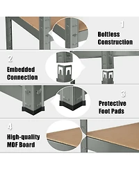Gymax 2PCS 72'' Metal 5-Tier Garage Storage Rack Shelf Adjustable Freestanding