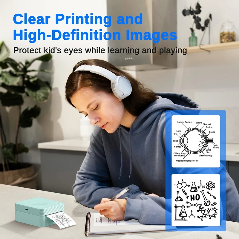 Sticker Printer, PM230 Mini Thermal Printer Bluetooth Portabel Sticker Maker with 3 Rolls of Paper, Print Pods Mini Printer with Multiple Templates fo