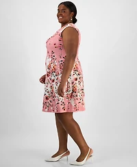 Connected Plus Size Otto Floral-Print Fit & Flare Dress