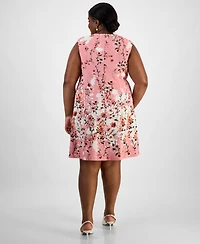 Connected Plus Size Otto Floral-Print Fit & Flare Dress