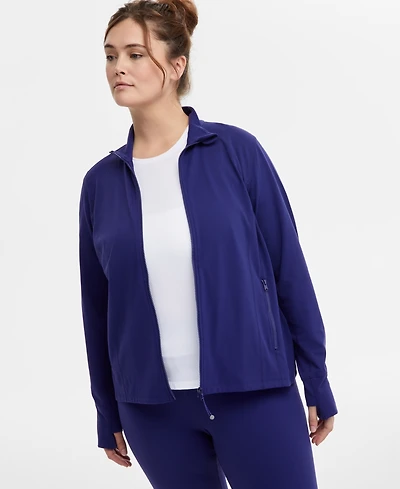 Id Ideology Plus Size Soft Flex Solid Full-Zip Jacket, Created for Macy's