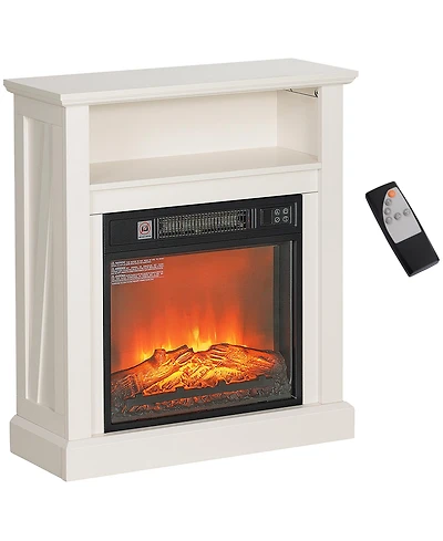 Homcom 27" Electric Fireplace Heater with Mantel & Remote Control,