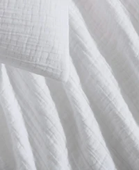 Calvin Klein Washed Texture Solid Cotton Jacquard 3 Piece Duvet Cover Set