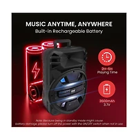 Pyle 12" Portable Bluetooth Pa Speaker System - Karaoke Speaker with Dj Led Lights, Usb/Fm/Bt/Aux, Remote Control