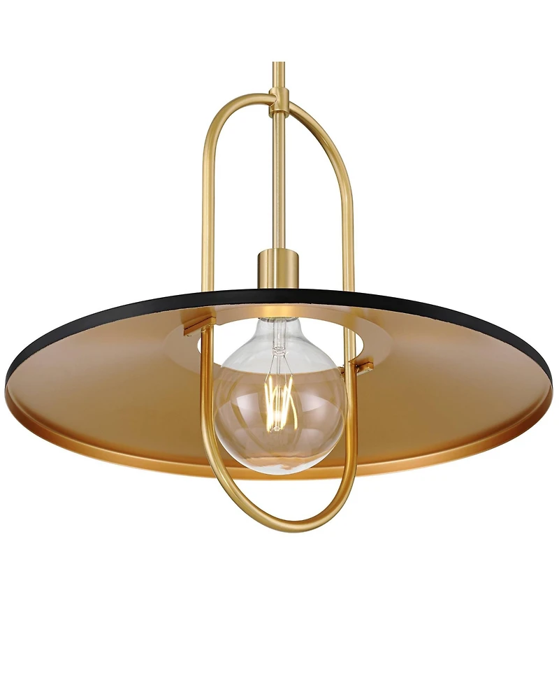 Bailey 19" Modern Pendant Ceiling Light Fixture Dining Room Over Table Kitchen Island Foyer Hanging Round Led Medium Black and Soft Gold Finish Metal