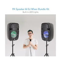Pyle Stage & Studio Pa Speaker & Dj Mixer Bundle Kit