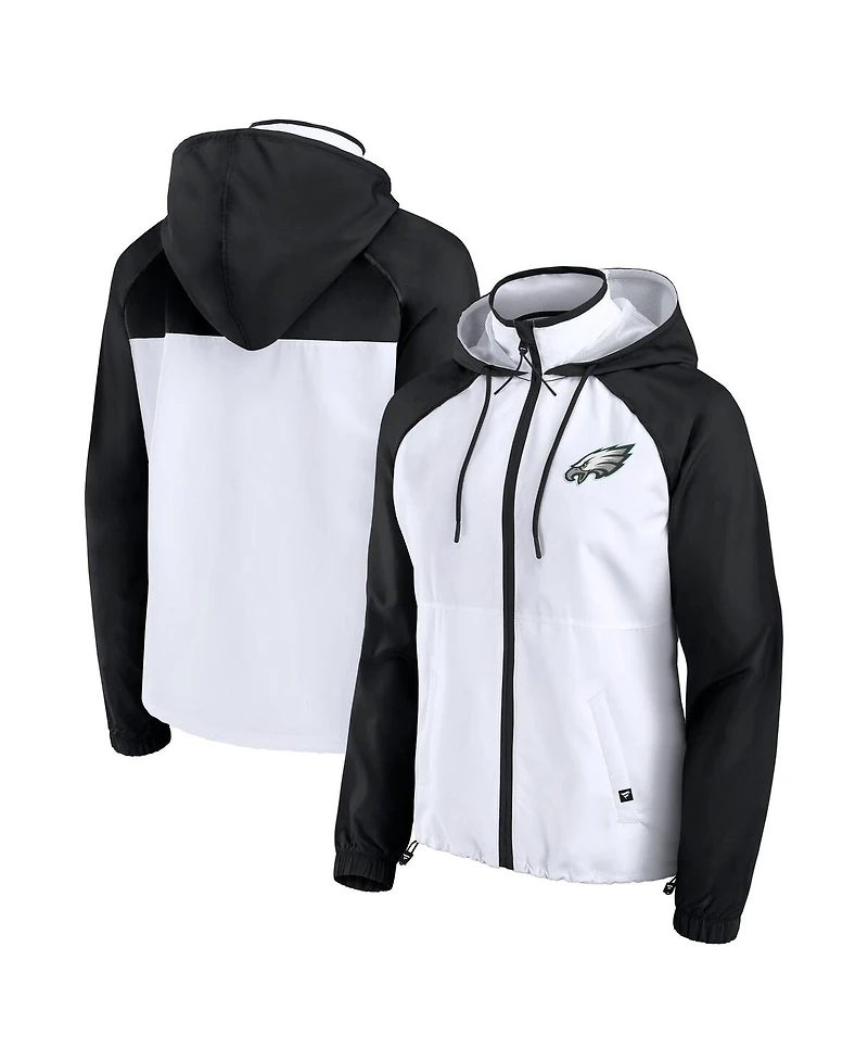 Fanatics Women's White Philadelphia Eagles Full-Zip Anorak Hoodie Jacket