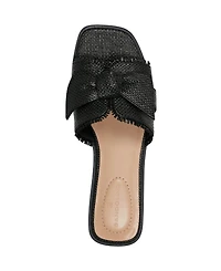 Bandolino Women's Vallen Knotted Bow Flat Slide Sandals