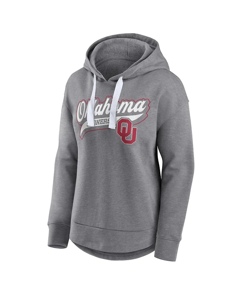 Fanatics Women's Heather Gray Oklahoma Sooners Tail Sweep Pullover Hoodie