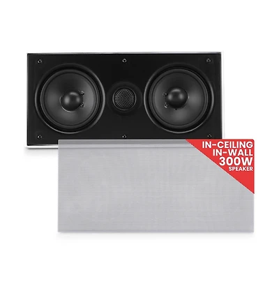 Pyle 5.25" Home In-Wall / Ceiling Speaker System - Dual 5.25" High-Power Woofers, Center/Left/Right Channel, 300W Max Power