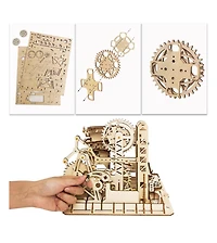 Robotime Marble Run Kit 3D Wooden Jigsaw Puzzles Model to Build for Adults Birthday Gift, Beige, 10"9"8"