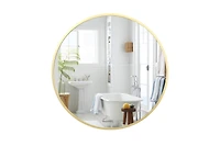 gaomon Round Mirror, 18 Inch Circle Mirror, Hd Eco-Friendly Gold Circle Mirror Metal Frame, Round Vanity Wall Mounted Mirrors for Entryway, Hallway, L