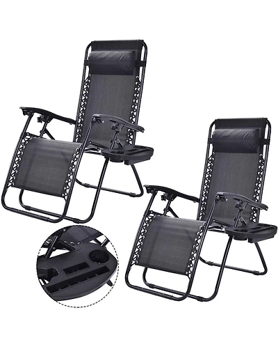 Slickblue Set of 2 Folding Outdoor Zero Gravity Lounge Chair Recliner