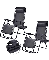 Slickblue Set of 2 Folding Outdoor Zero Gravity Lounge Chair Recliner