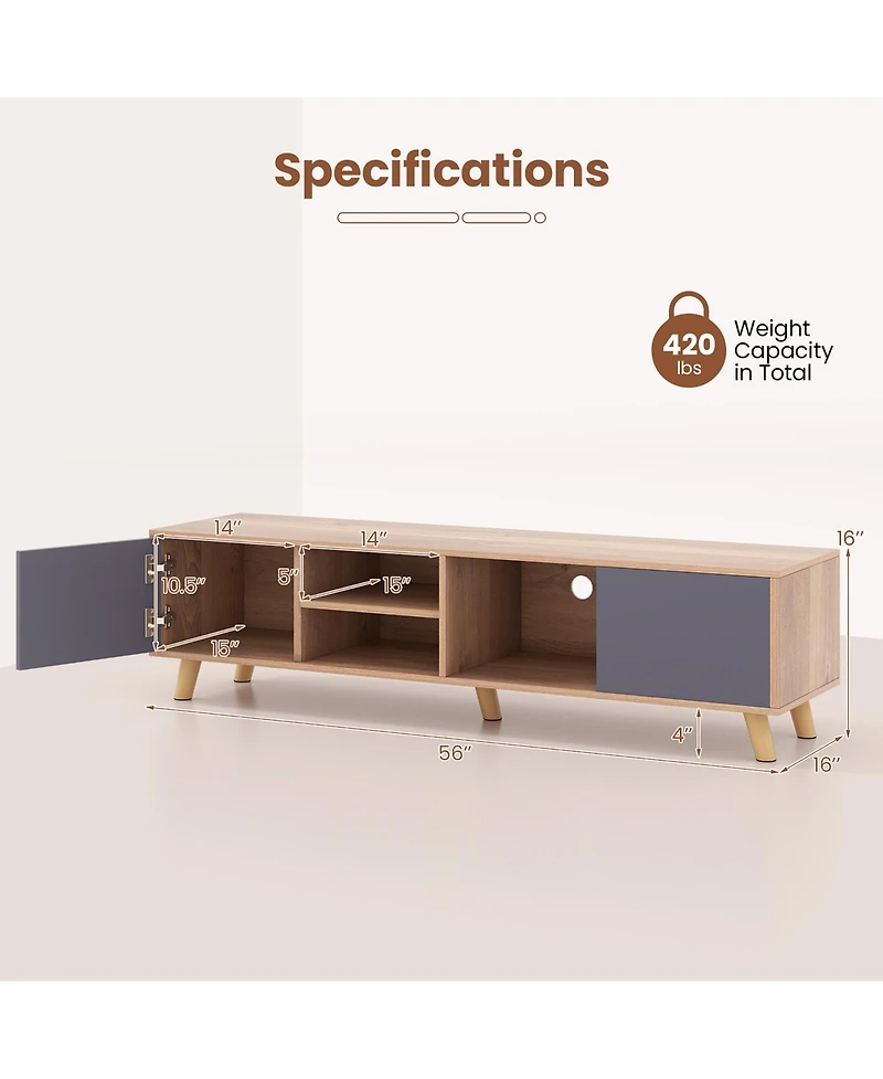 Gymax Tv Stand for Tvs up to 65'' Modern Rustic Tv Cabinet w/ Open Shelf TV Console Table