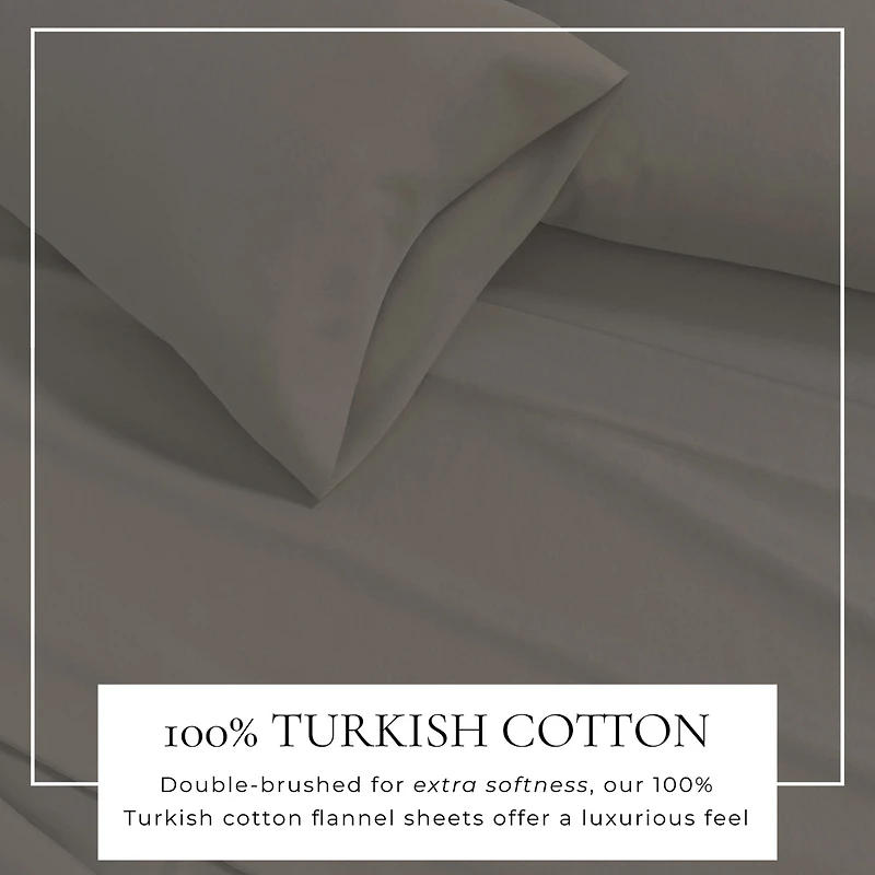 Linery & Co. Turkish Cotton Double-Brushed Solid Color Flannel Bed Sheet Set