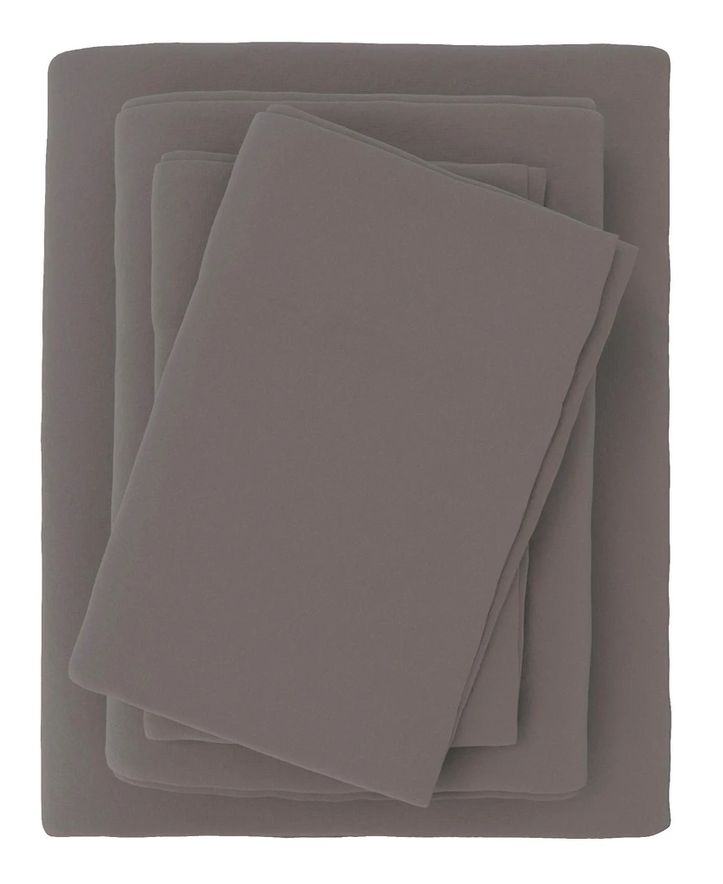 Linery & Co. Turkish Cotton Double-Brushed Solid Color Flannel Bed Sheet Set